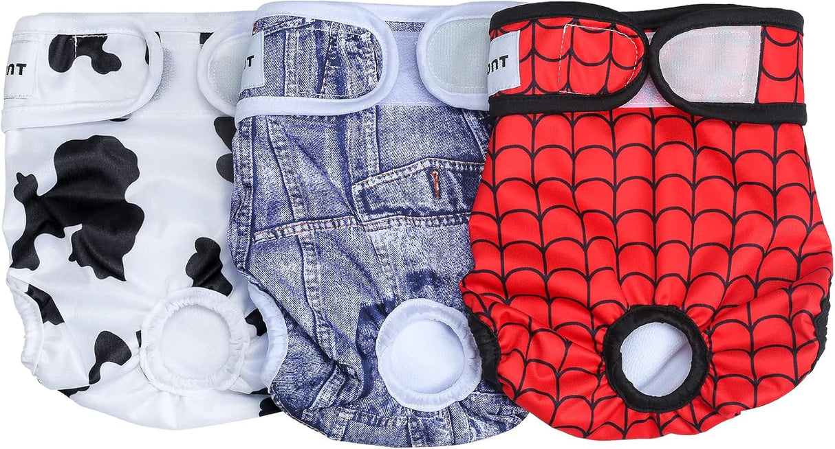 Avont Paquete de 3 pañales lavables para perras (XS/cintura)