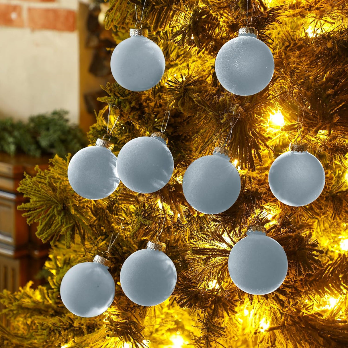 15 Pcs Adornos de Bolas de Navidad Flocked Liliful