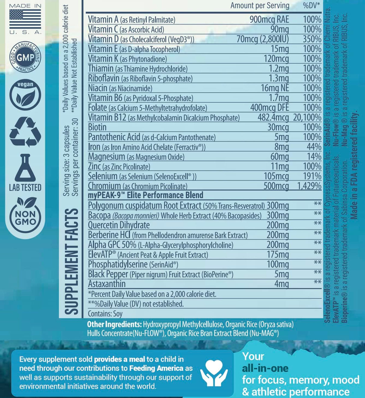 Suplemento Multivitamina Vegana con ElevATP Resveratrol