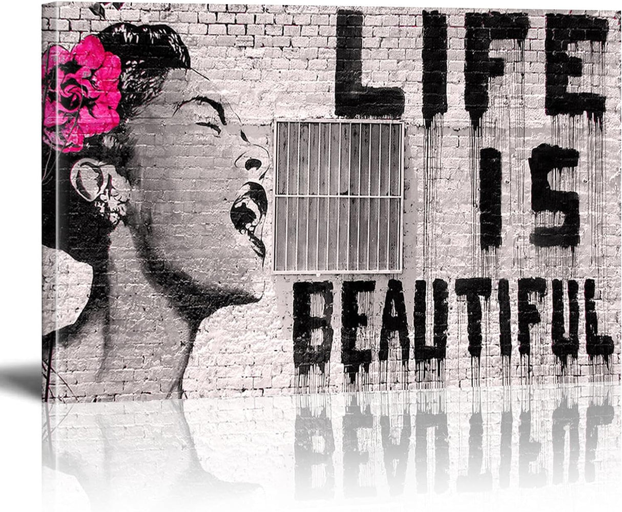 Póster de arte pop con graffiti, pintura en lienzo de Banksy