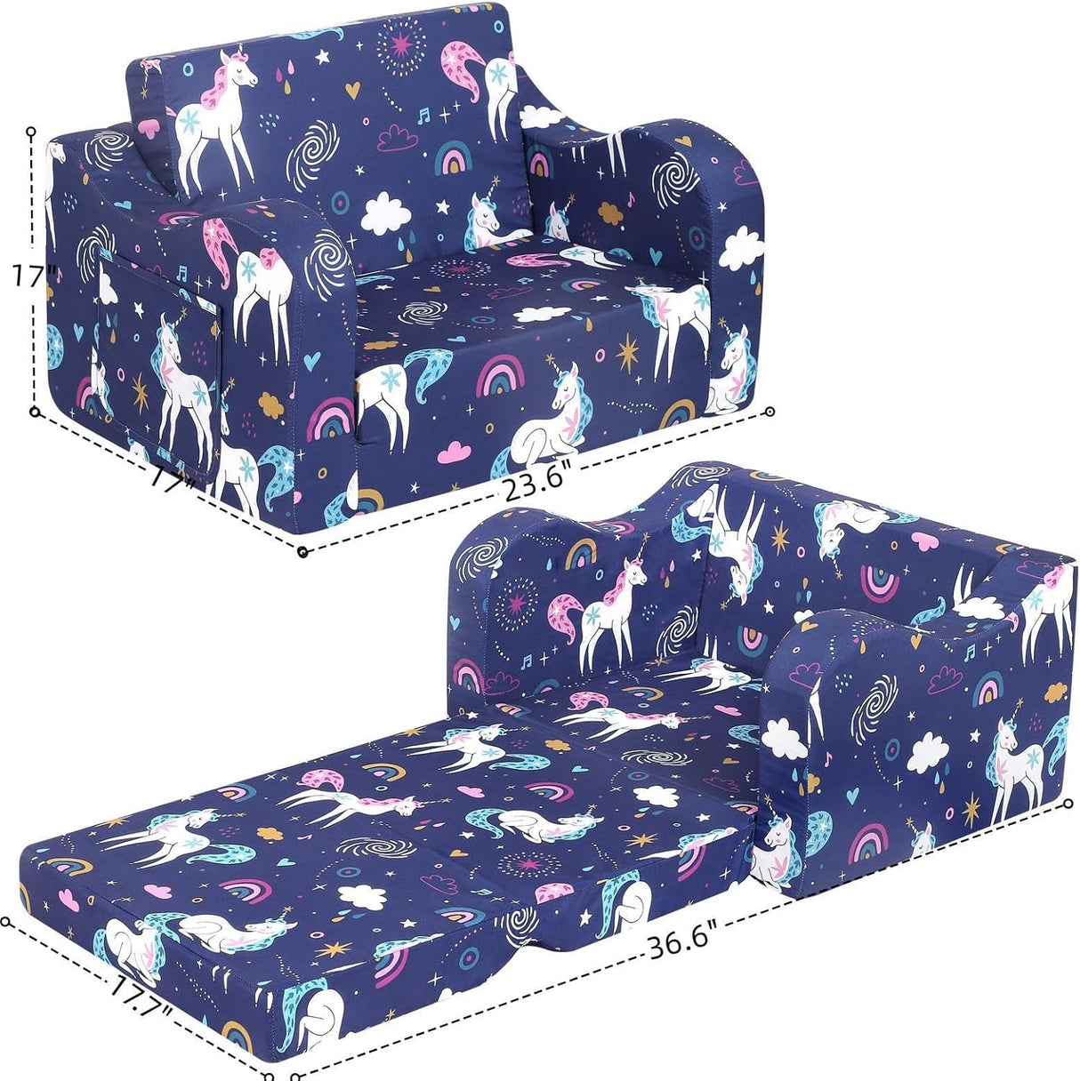 Silla infantil de unicornio arcoíris plegable MOMCAYWEX