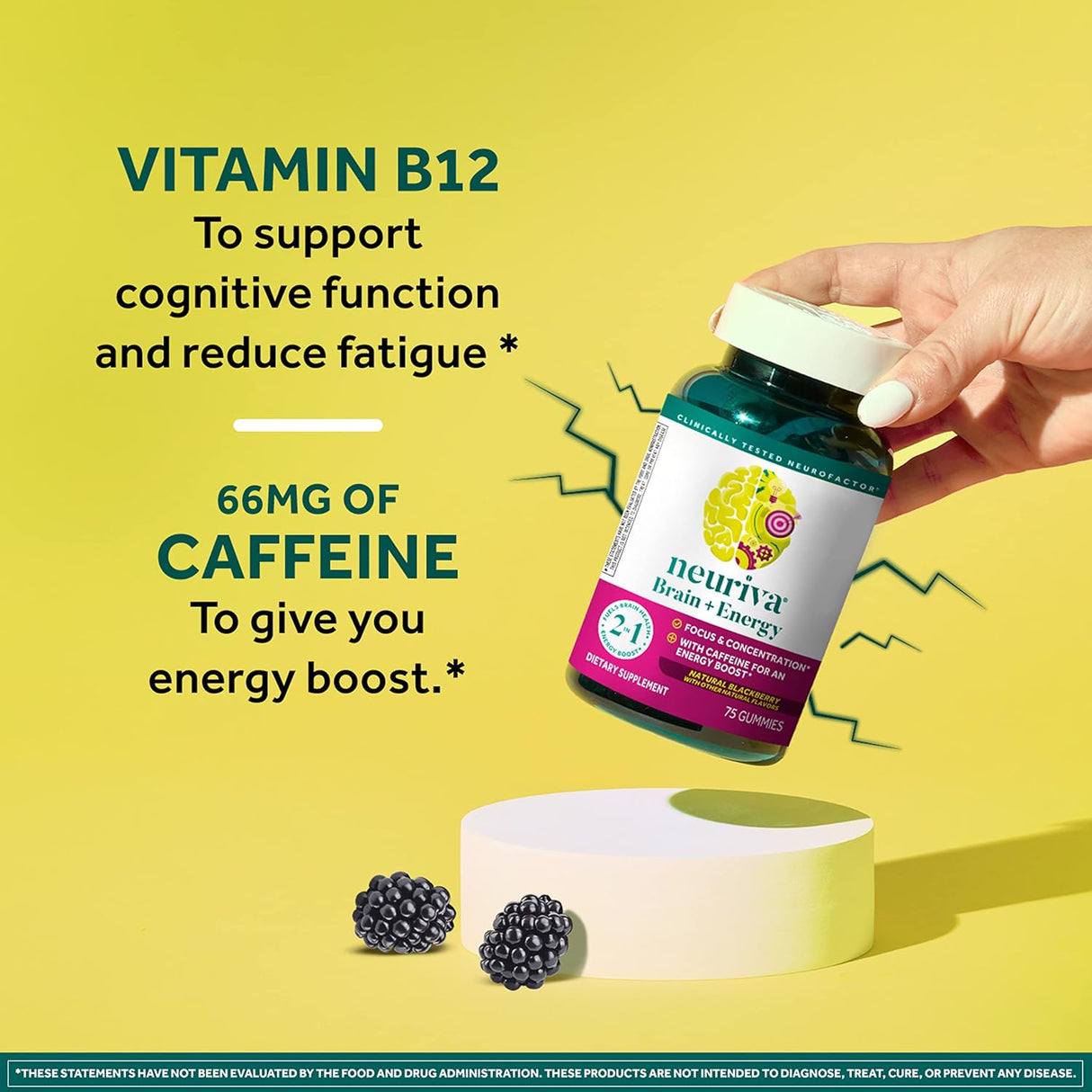 Neuriva Gomitas de cerebro + energía suplemento cerebral 75u