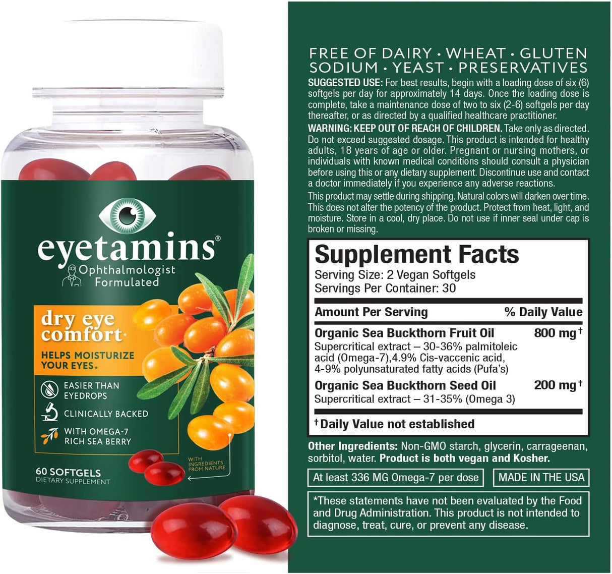 Suplemento eyetamins Dry Eye Comfort Oftalmólogo natural