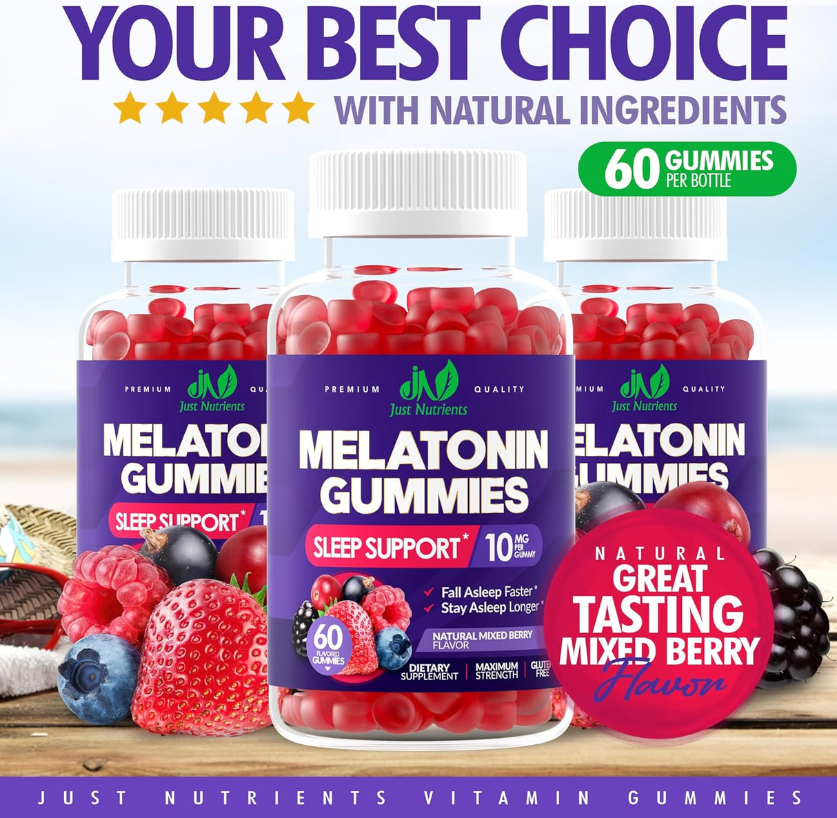 Gomitas para dormir de 10 mg para adultos (60 porciones)