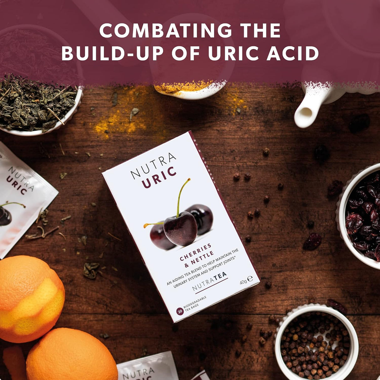Soporte de ácido úrico Contiene cereza natural y ortiga