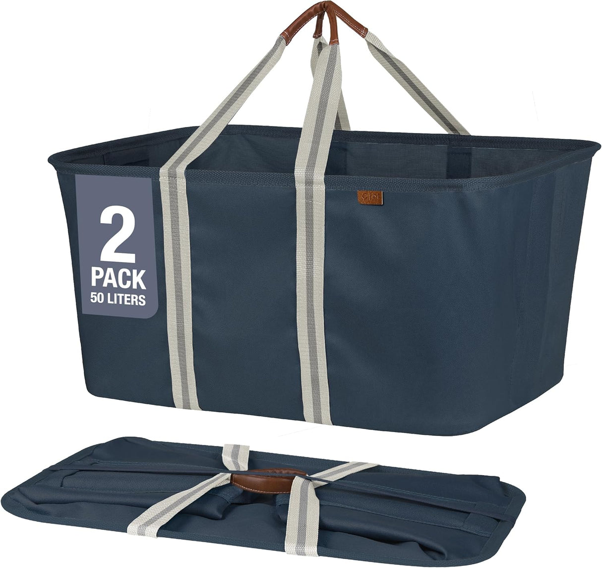 Cesta de Ropa Plegable CleverMade 50L 2PK con Manijas Largas