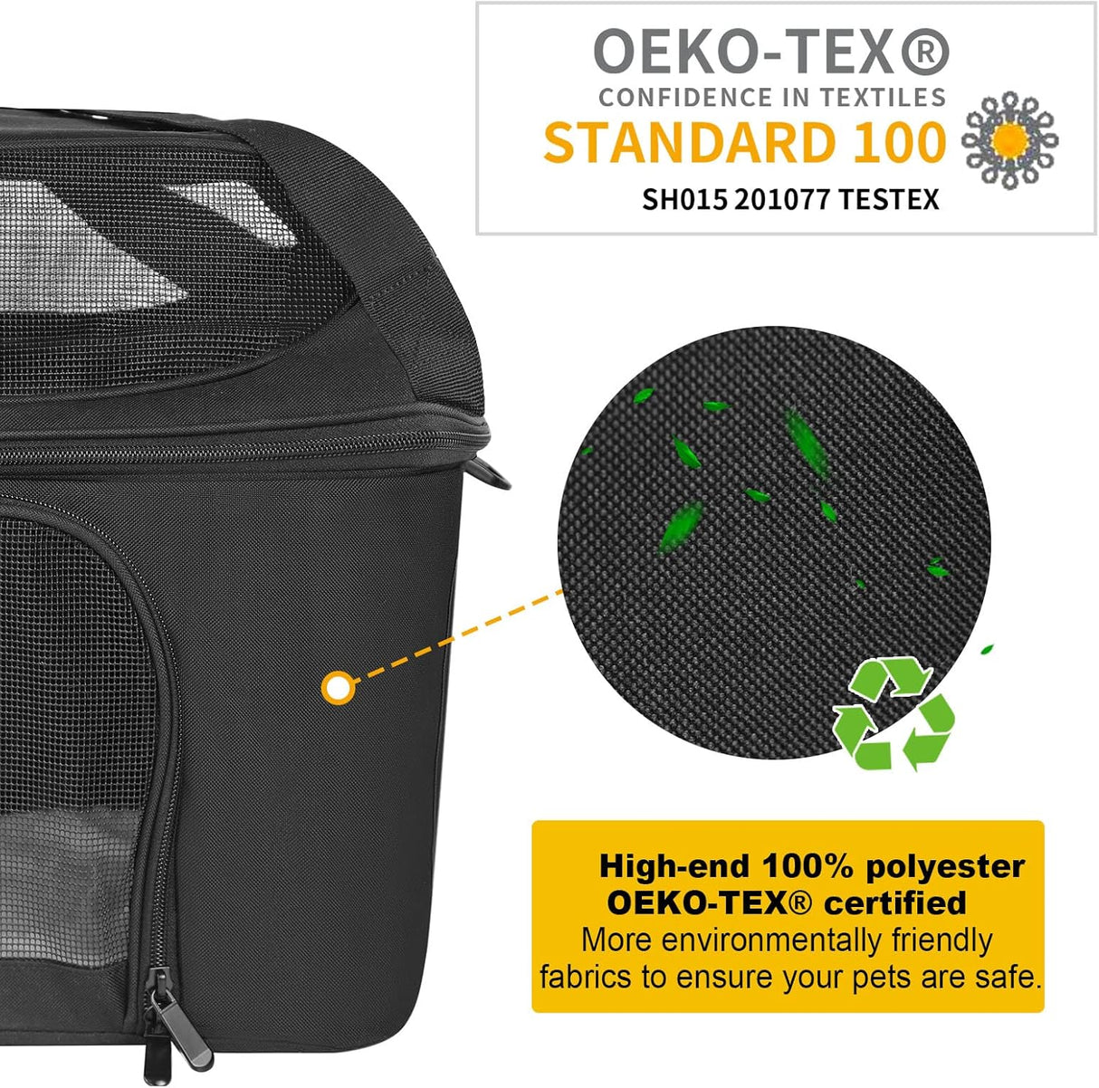Transportadora grande para gatos, Oeko-TEX, 20 lbs, TSA.