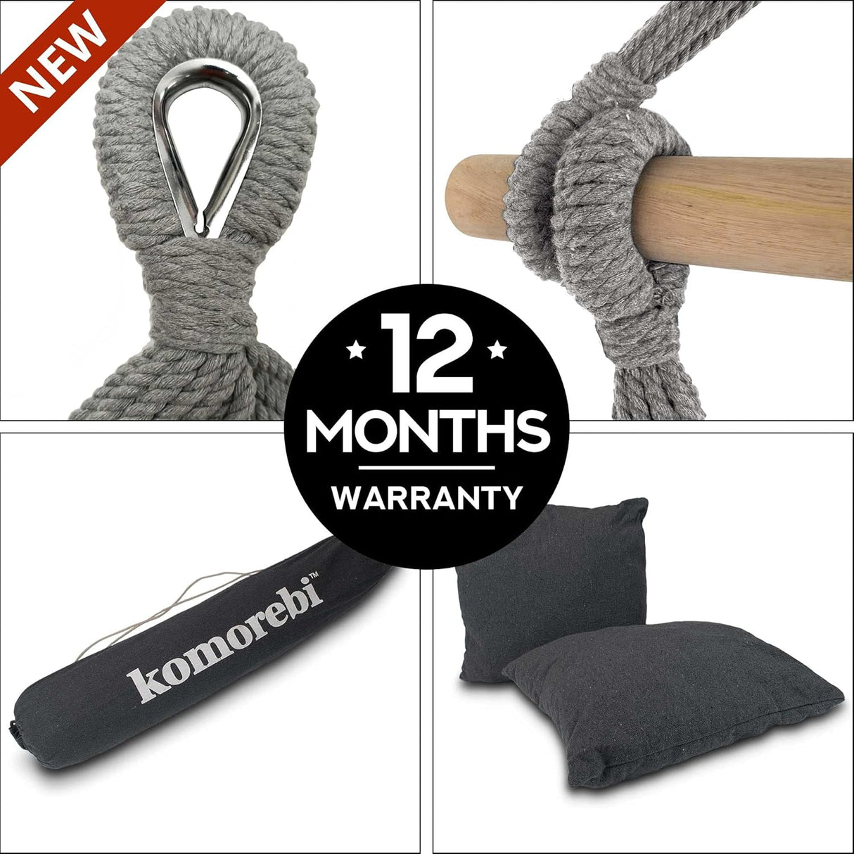 Silla Hamaca KOMOREBI - 60x47 - Algodón, 2 Cojines, Macramé