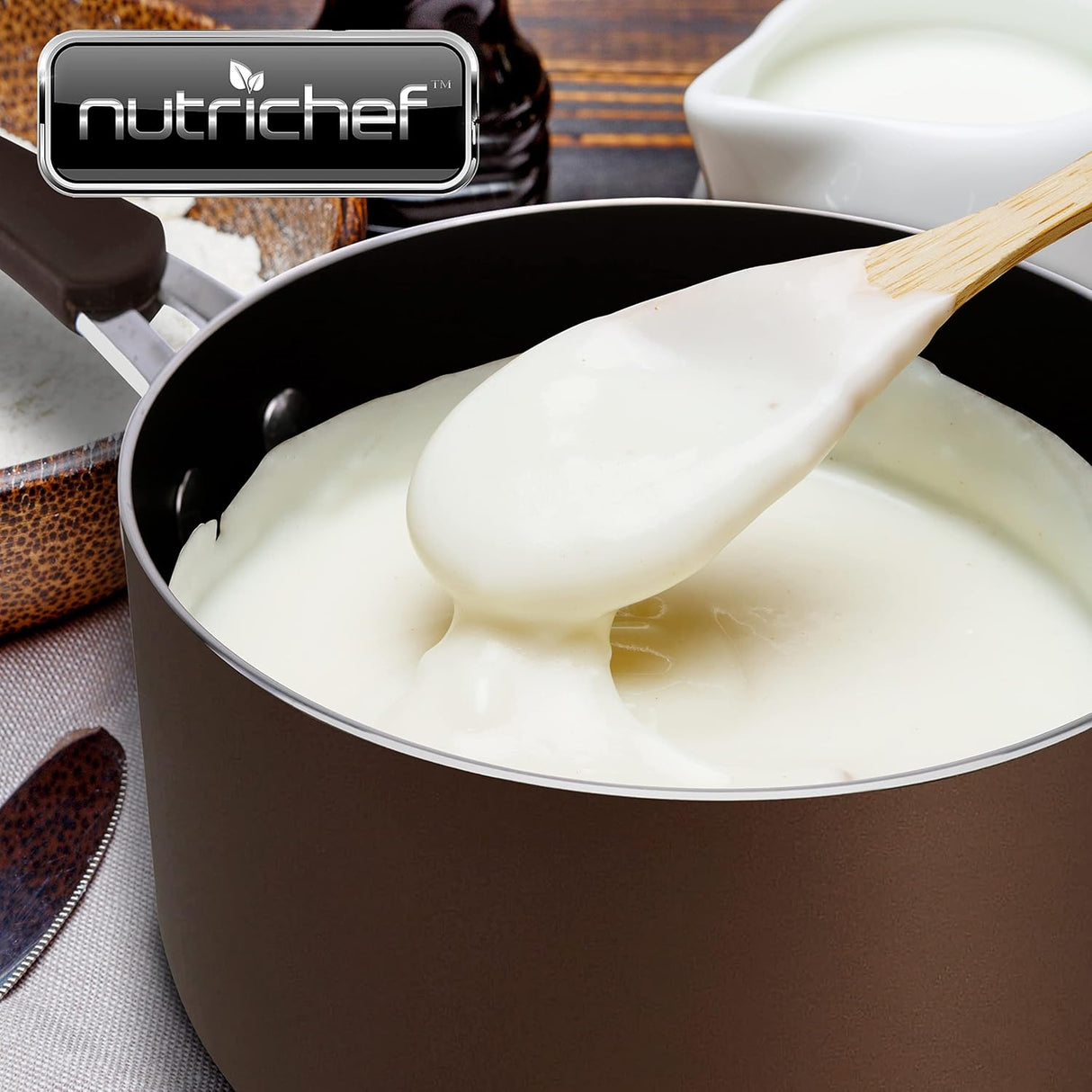 Olla de salsa con tapa de vidrio NUTRICHEF NCCW14SBR2SP