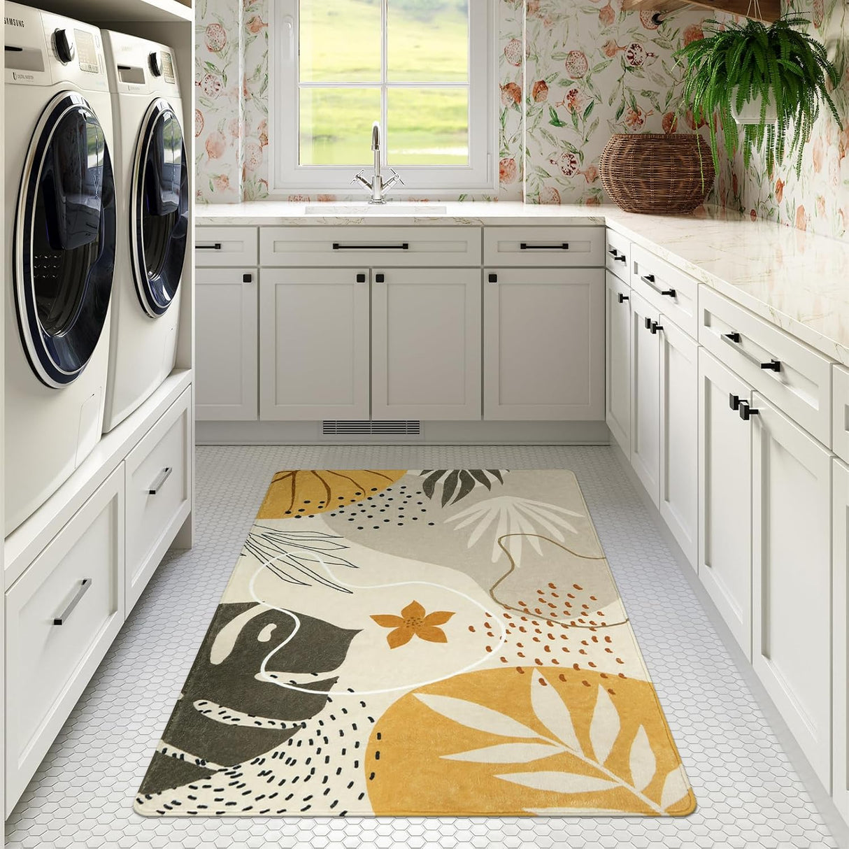 Alfombra bohemia lavable de 3 x 5 pies, Beige Lahome