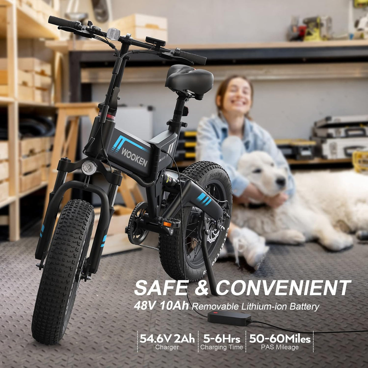 Bicicleta Eléctrica TotGuard 500W, Plegable, 20 Fat Tire