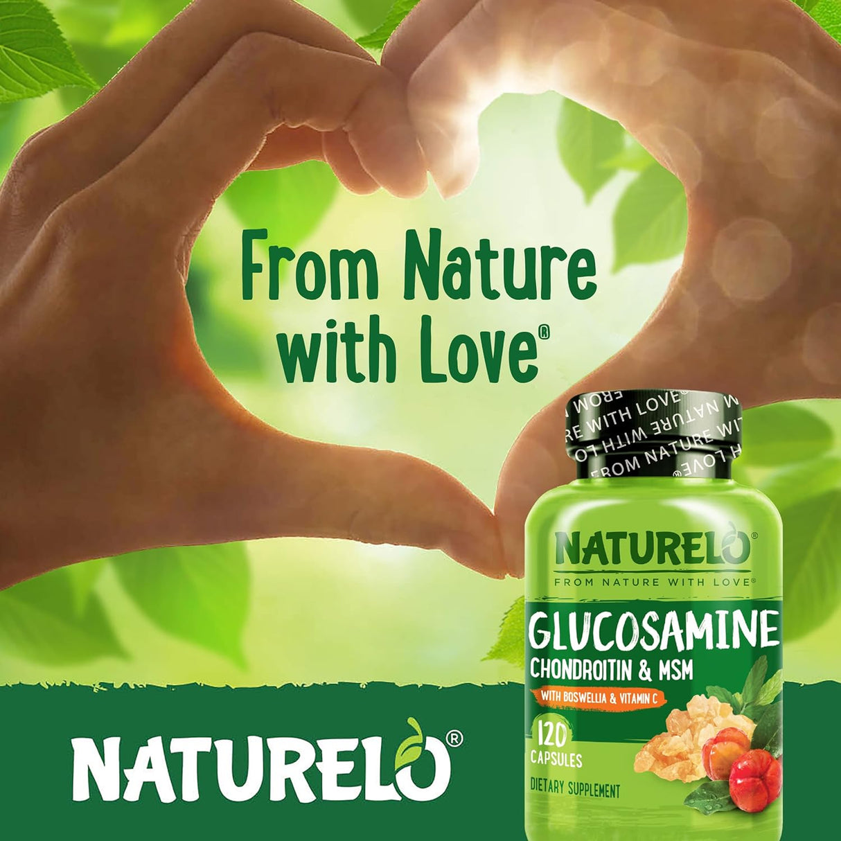 Suplemento NATURELO Glucosamina, Condroitina, MSM 120 Cápsulas