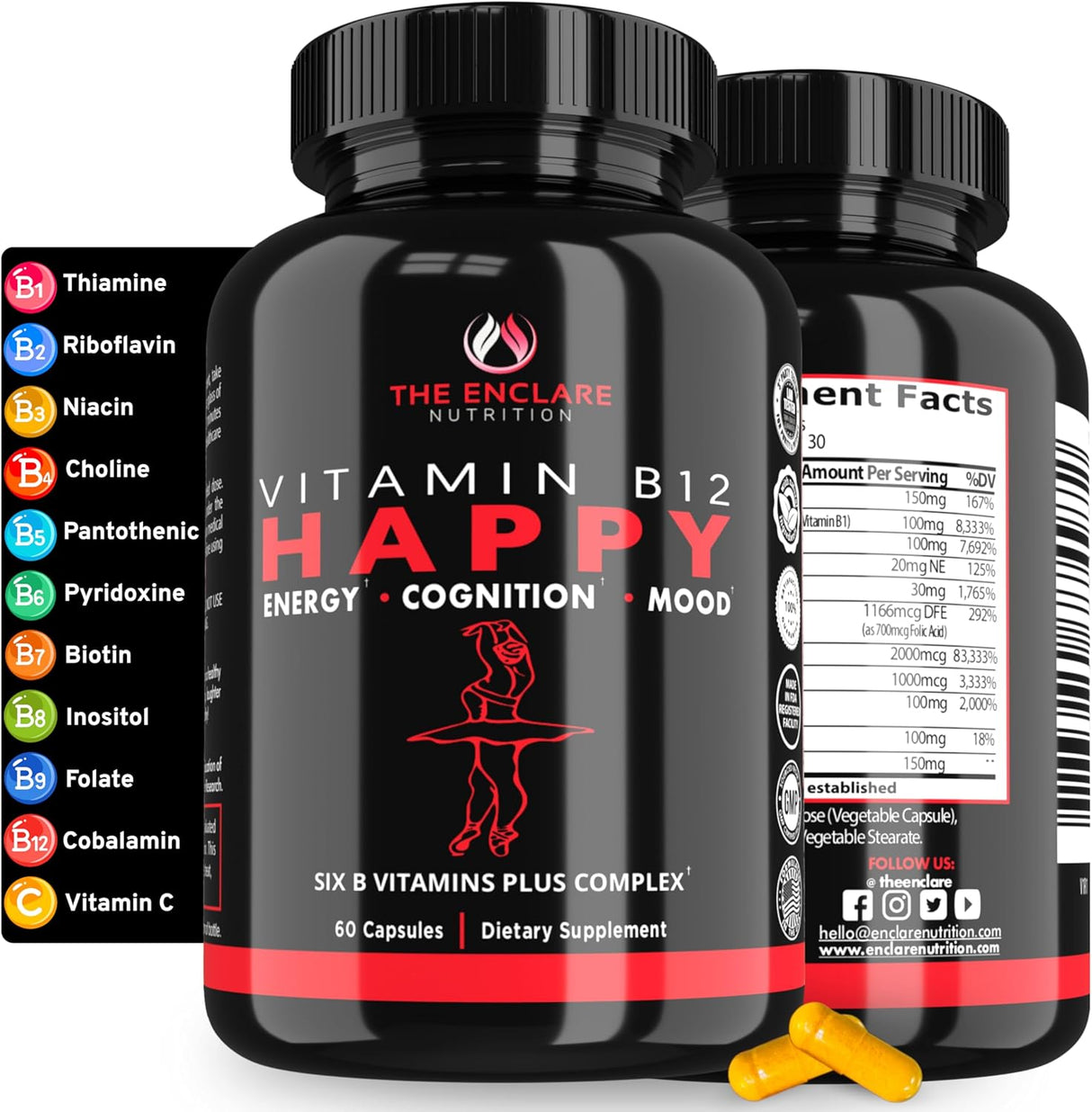 Enclare Nutrición B12 y Complejo B con C, Energía y Apoyo