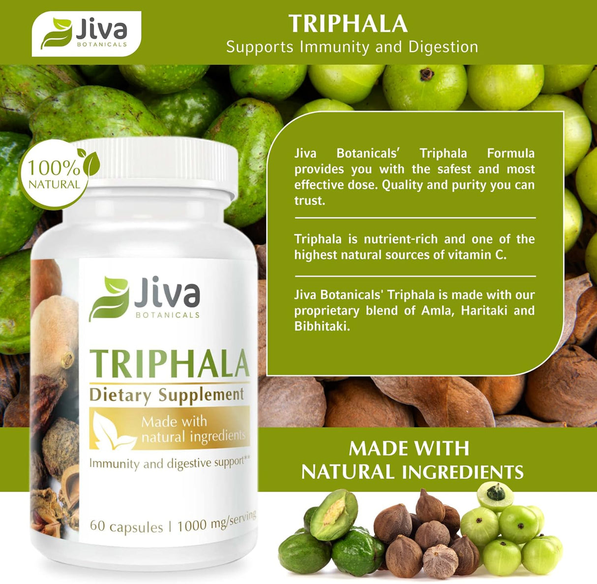 Suplemento Triphala orgánicas de Triphala hechas con polvo