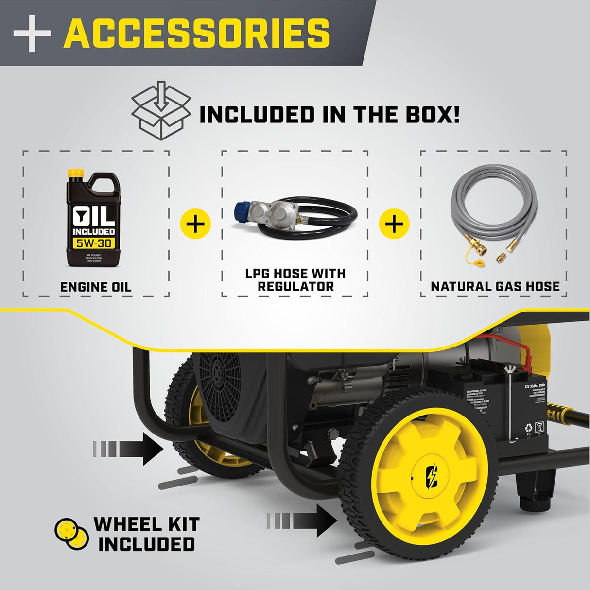 Generador portátil Champion 15,000W trifuel con arranque eléctrico