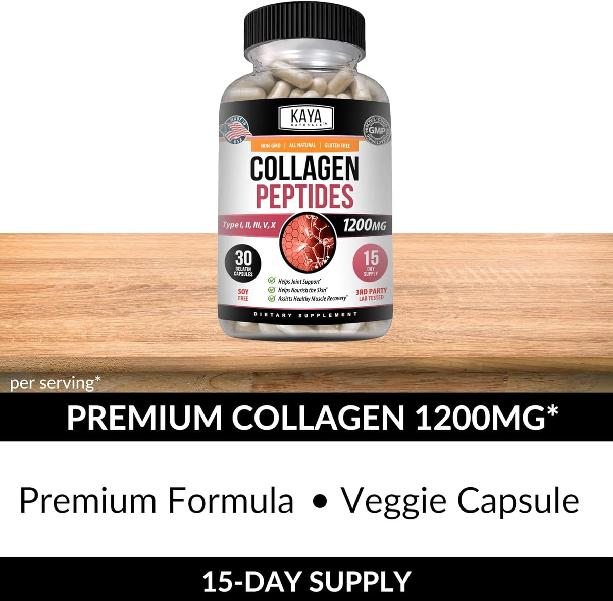 Kaya Naturals Colágeno Multi para cabello y piel 30 caps