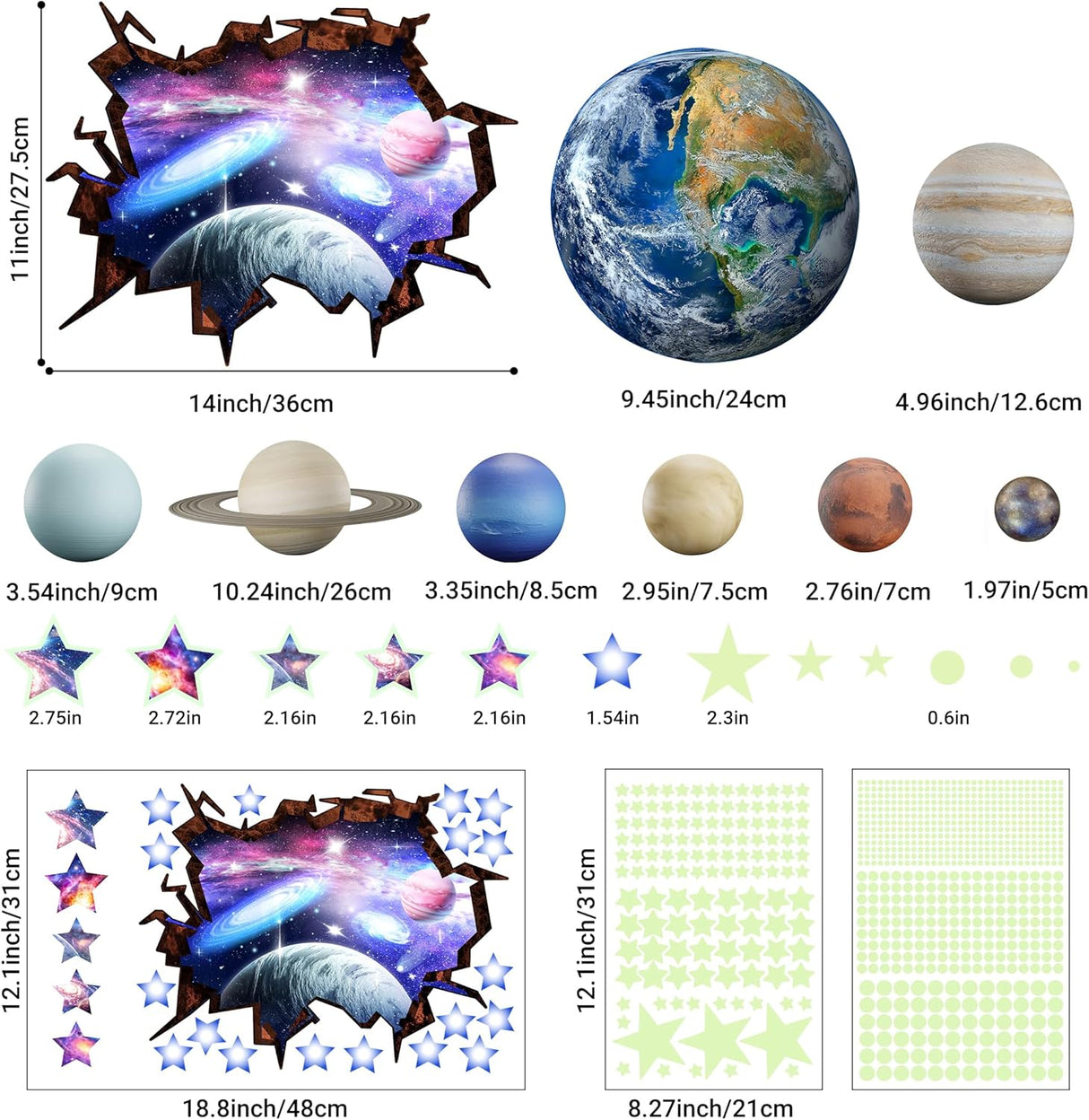 Vinilos de Pared Estrellas y Planetas, Decal Space Kids Room