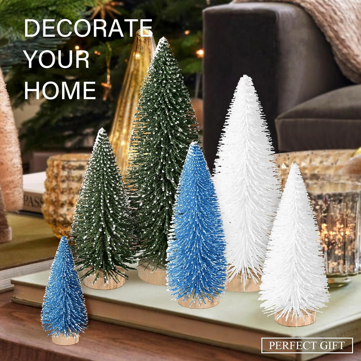 Arbolitos de Navidad Hatisan 6pcs con Base de Madera