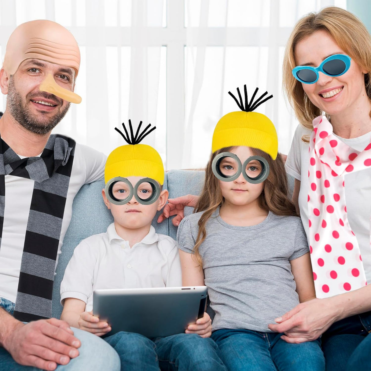 Accesorios de disfraz adultos, set de 4, nariz falsa y peluca.