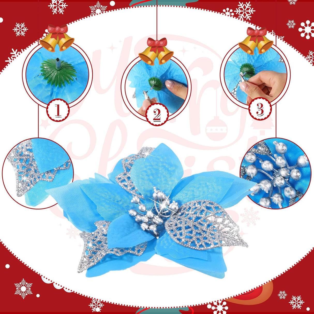 Flores Artificiales Navideñas Willbond 36 Piezas Poinsettia