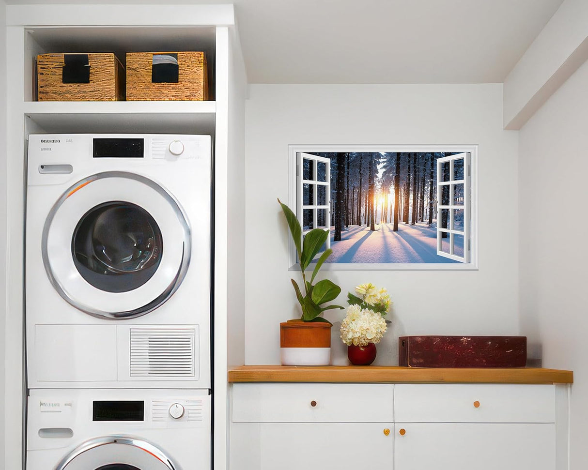 Adhesivo de pared falso para ventana mural de pared de nieve