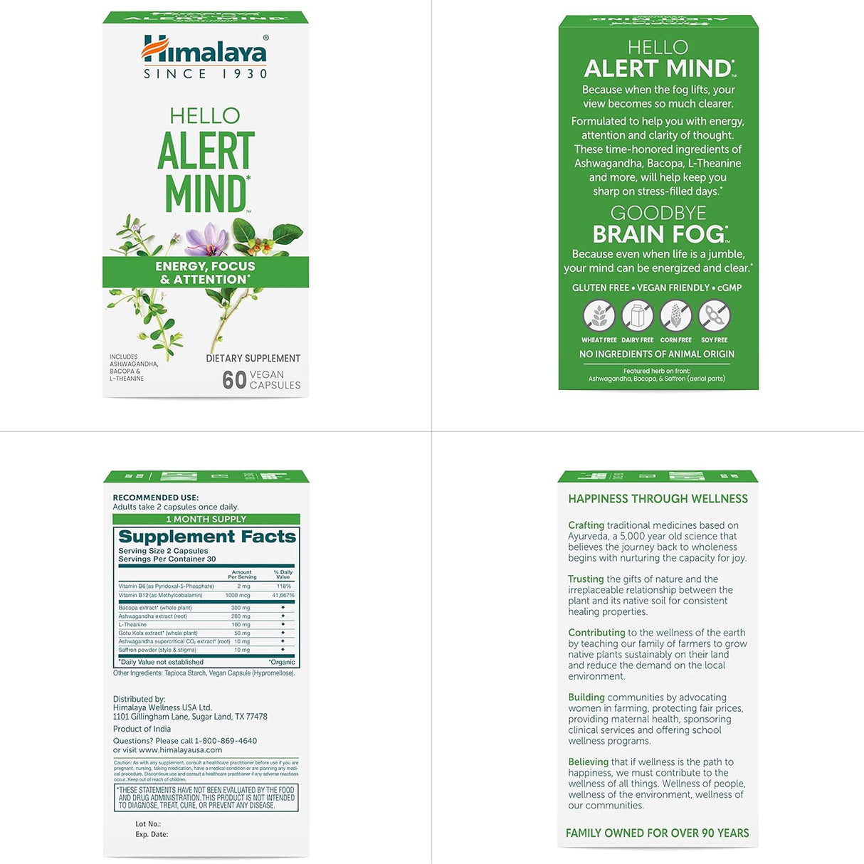 Himalaya Hello Alert Mind con Ashwagandha Bacopa L-teanina