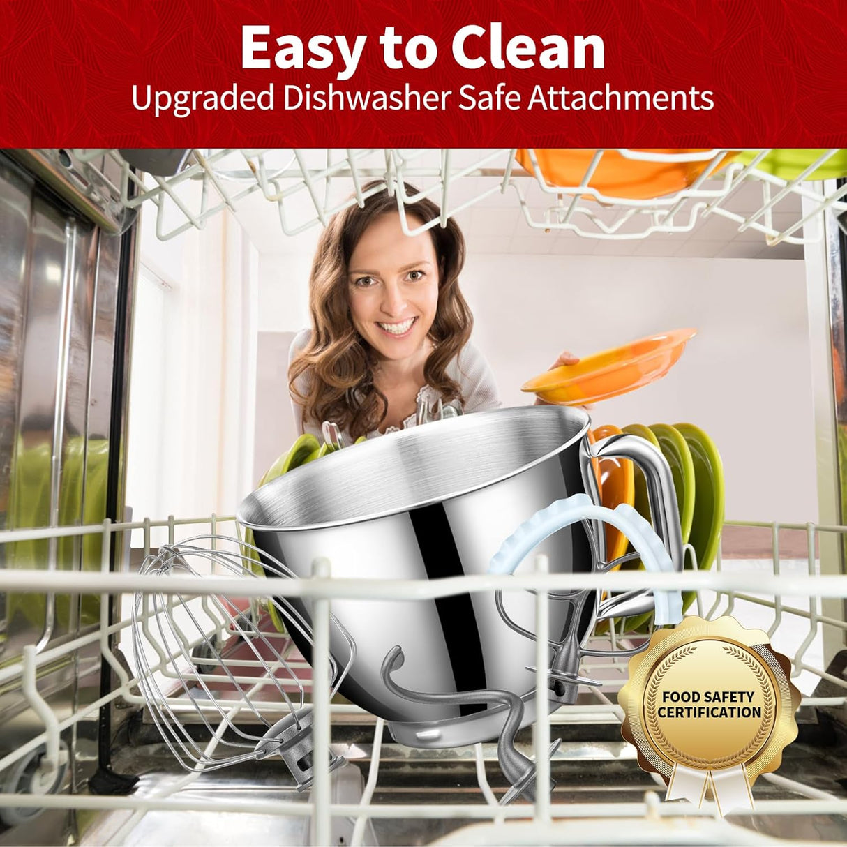 Batidora de pie 6 QT 600W, 6+P velocidades, acero inoxidable