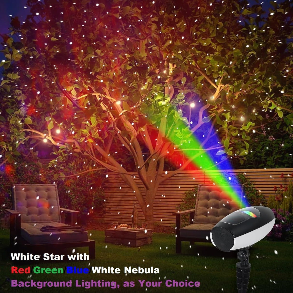 Proyector de luces navideñas, LED, 7 colores, con control RF