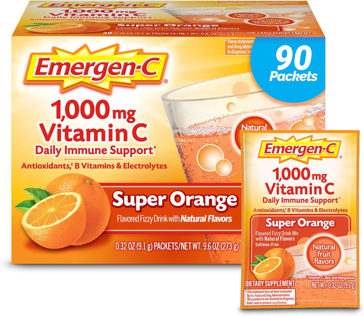 Emergen-C Vitamina C 1000mg Polvo, Inmunidad, 90u