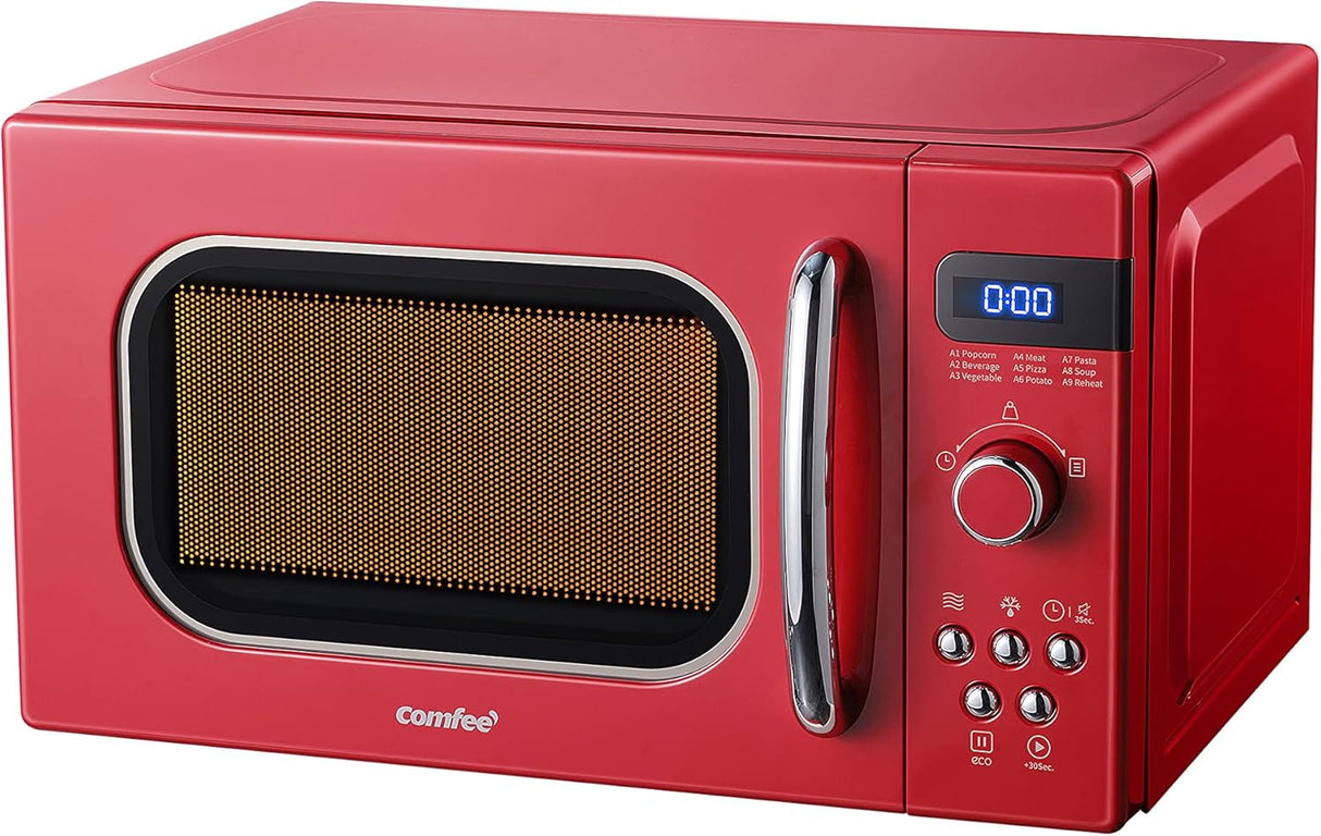 Microondas Retro COMFEE', 0.7 Cu Ft, 700W, 9 Menús, AM720C2RA-R