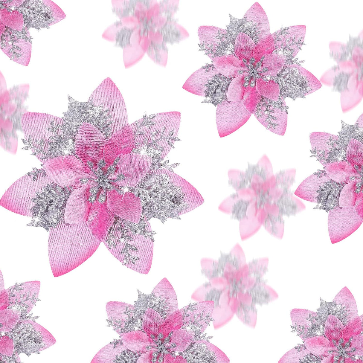 Flores Poinsettia Artificiales, Decoración Navideña, 36 Pcs