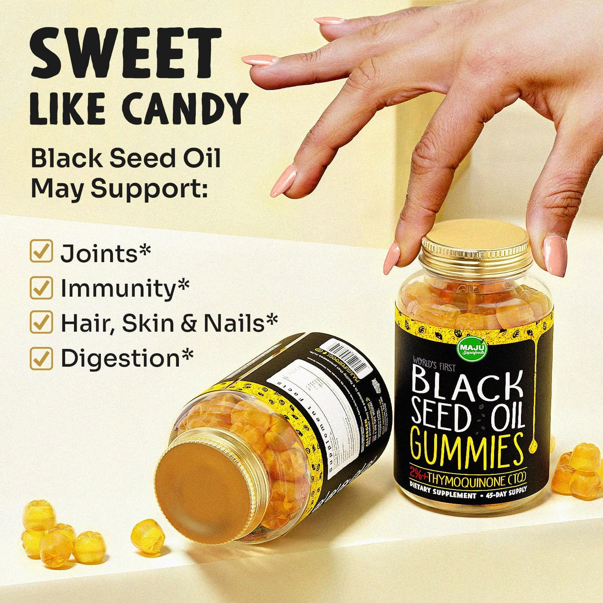 Gummies de Aceite de Semilla Negra MAJU, 500mg, 90ct