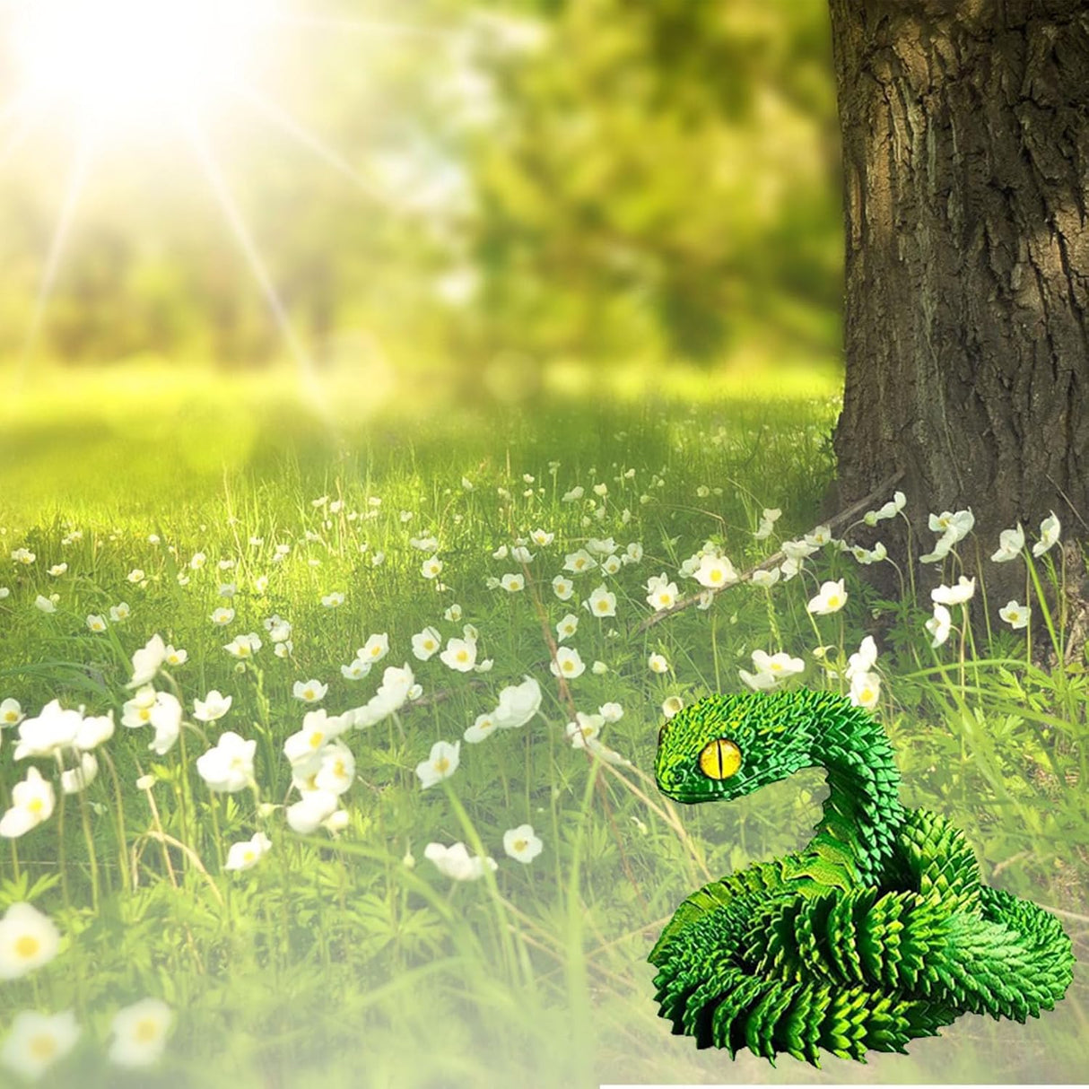 Juguete de serpiente impresa en 3D, flexible y articulada.