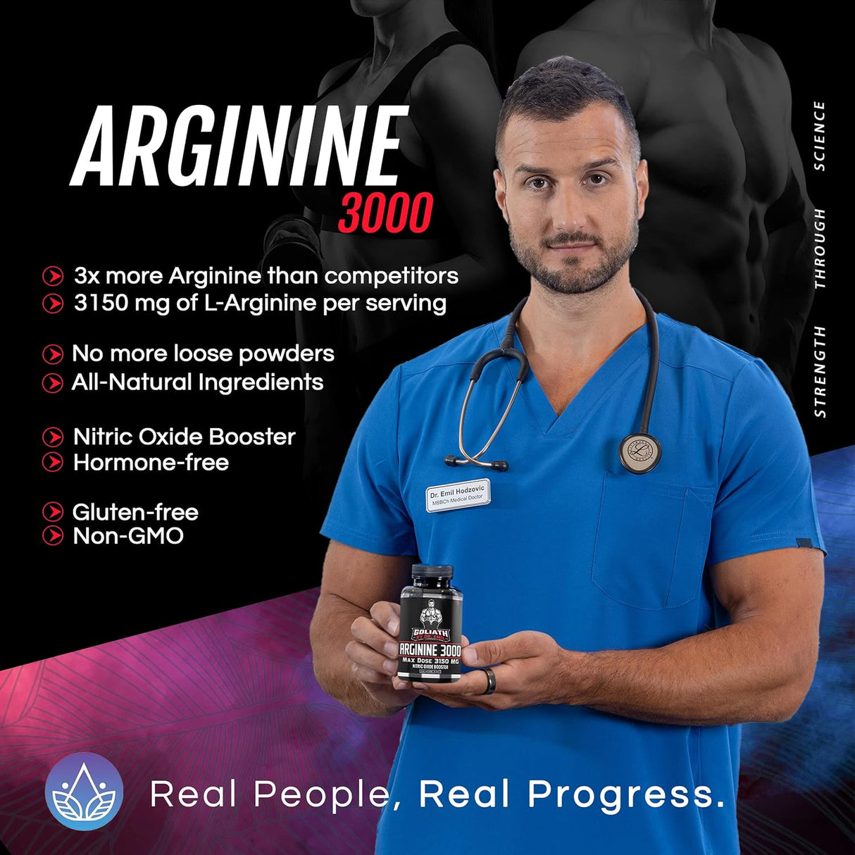 Suplemento L-arginina (3150 mg) para el crecimiento muscular
