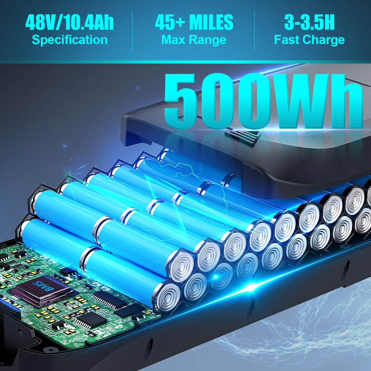 Bicicleta Eléctrica ANCHEER 48V 500Wh, 60 Millas, 7 Velocidades