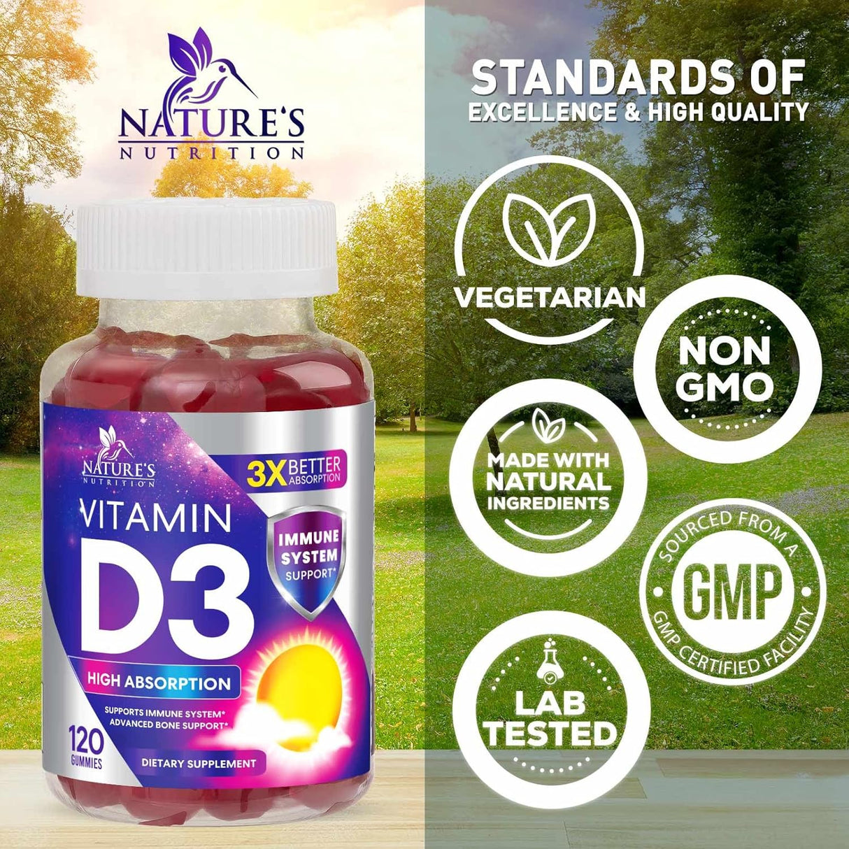 Gomas de Vitamina D3 Extra Fuerte 5000 IU - Suplemento 120 Uds