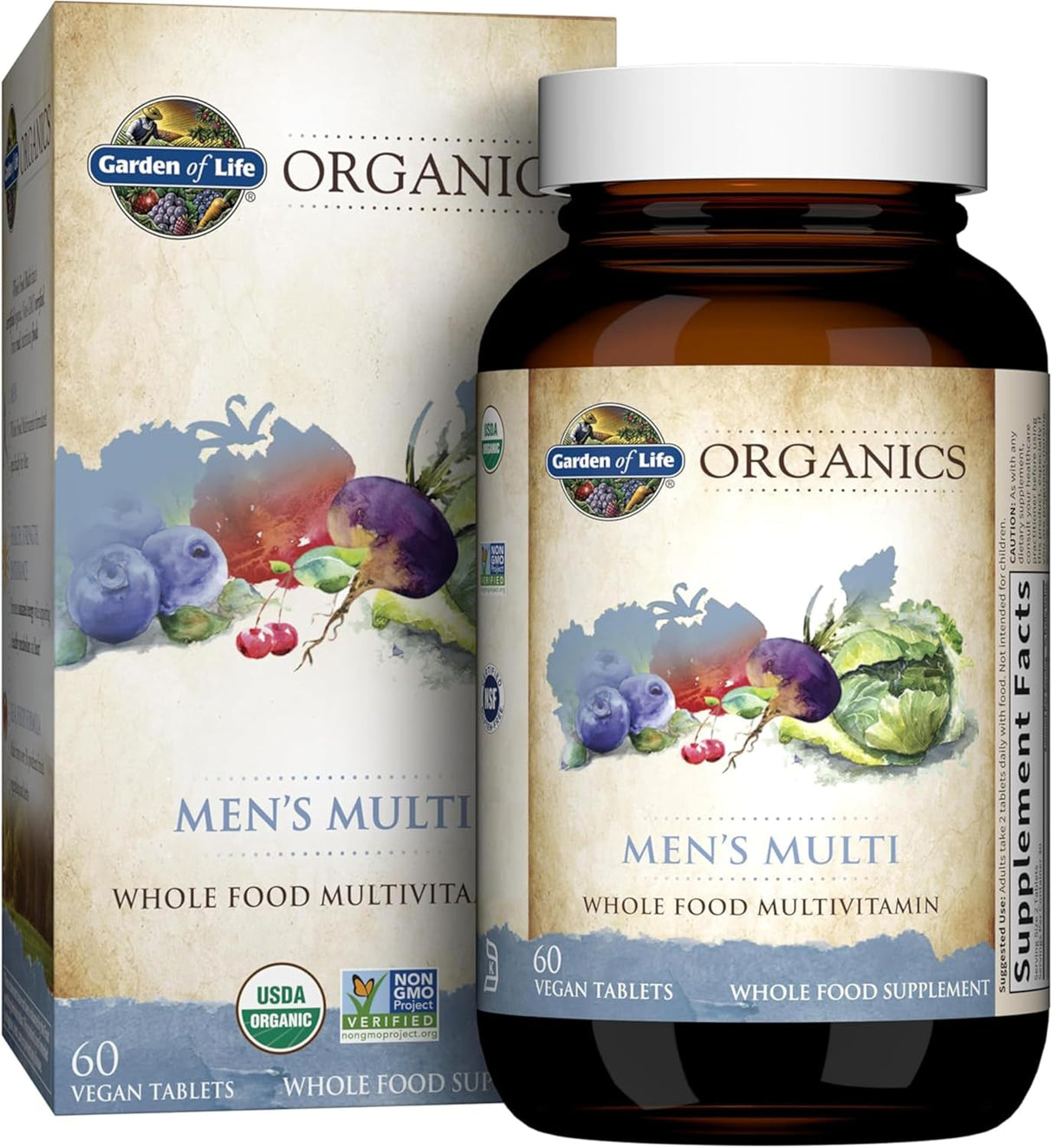 Multivitamínico Orgánico Vegano para Hombres, Garden of Life, 60 Tabs