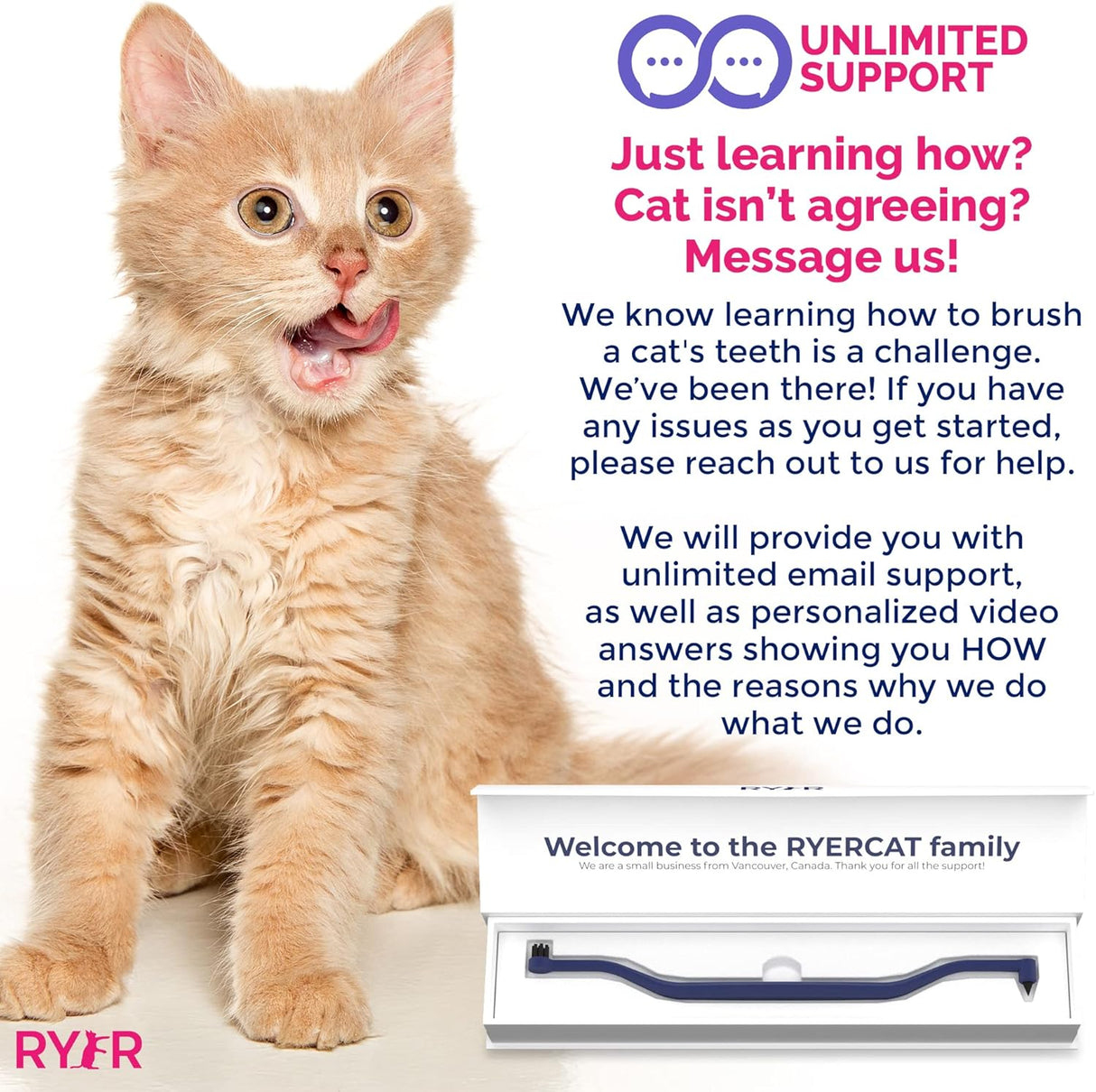 Cepillo de dientes para gatos de doble cara