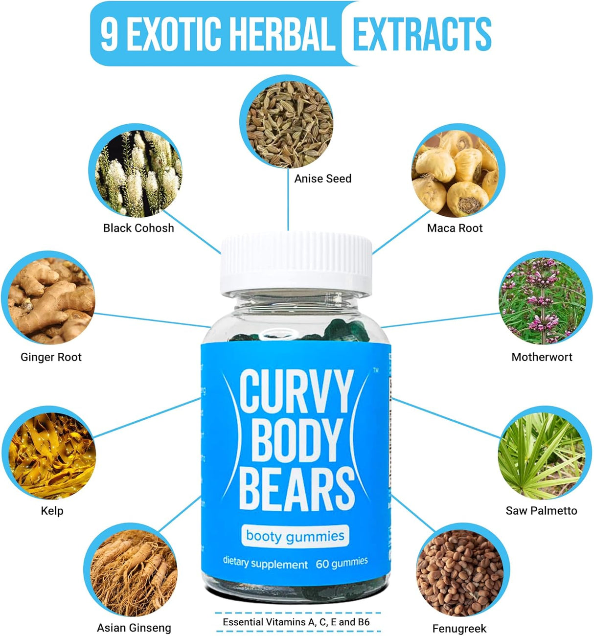 Gomitas de Apoyo para Mujeres | Peach | 9 Extractos Herbales | 60u