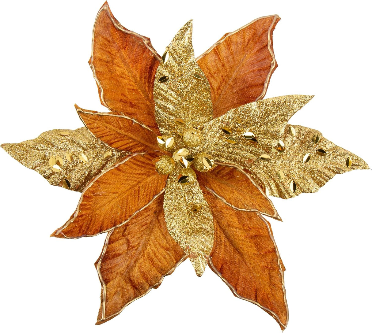 Flores de Poinsetia Artificiales, Set de 4, 12'' para Decorar