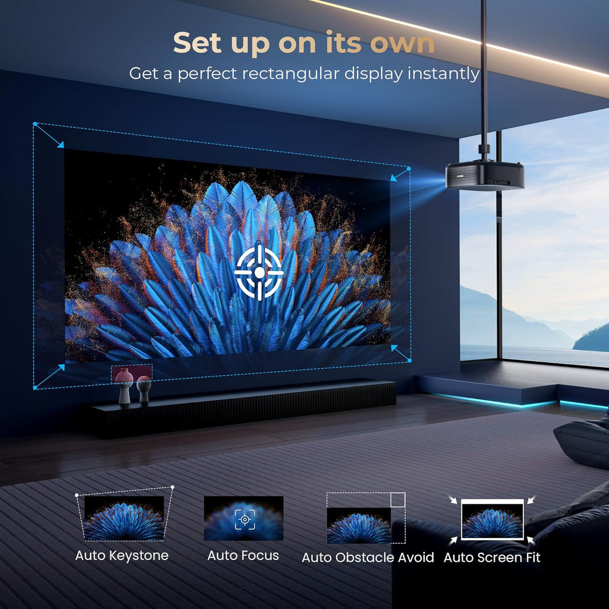 Proyector Alvar 4K con WiFi, Bluetooth, 1080P, HDR10+, 30W