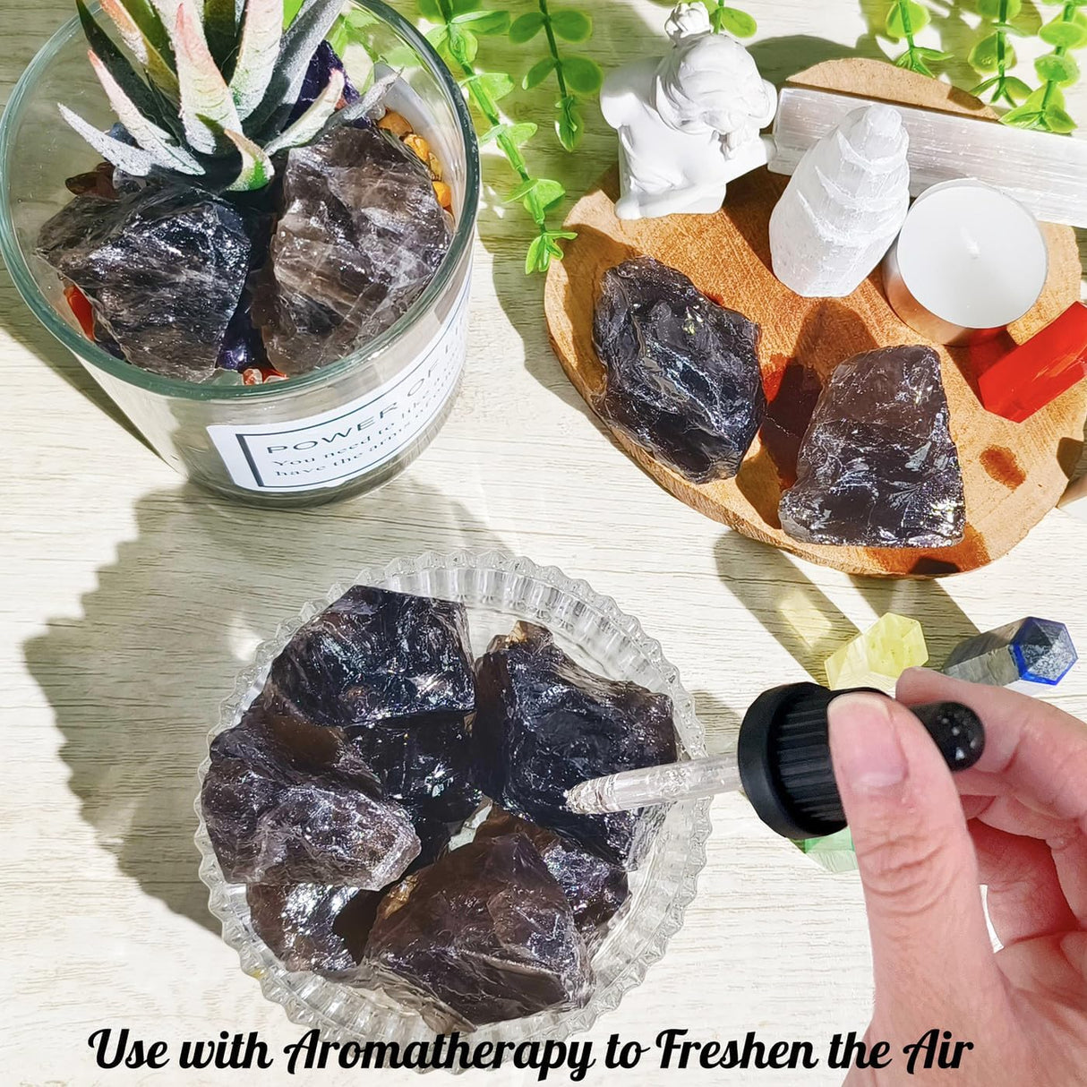 Cristales de cuarzo ahumado en bruto a granel, cristales grandes de cuarzo de 2 pulgadas y piedras para hacer rodar piedras preciosas para meditación, wicca, cabbing, rocas fuentes, envoltura de alambre, decoración, 4 piezas