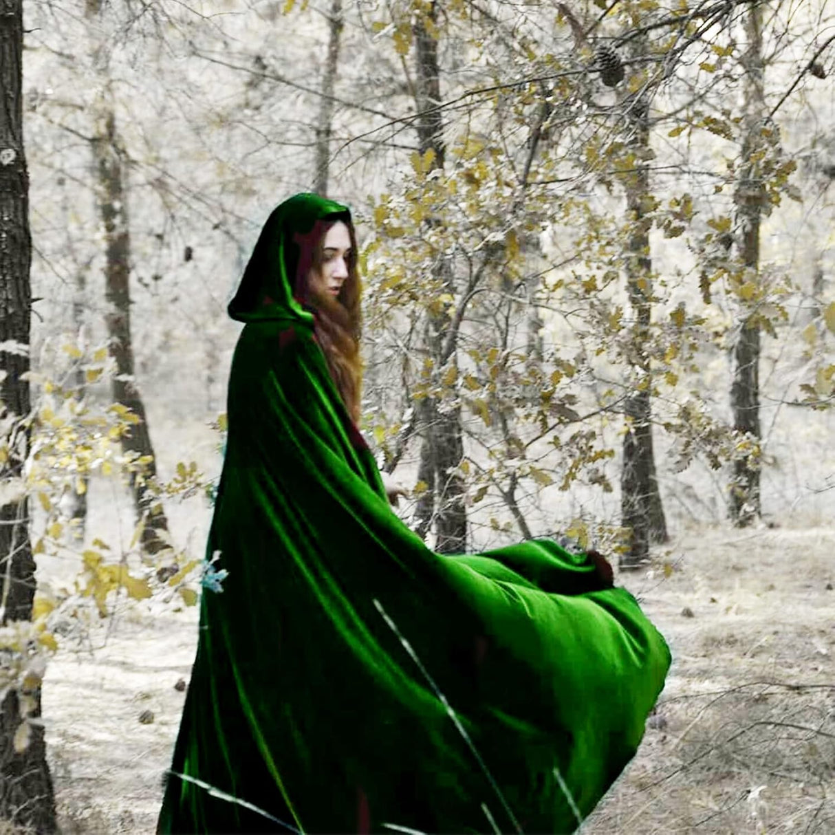 Disfraces de capa unisex con capucha verde talla única