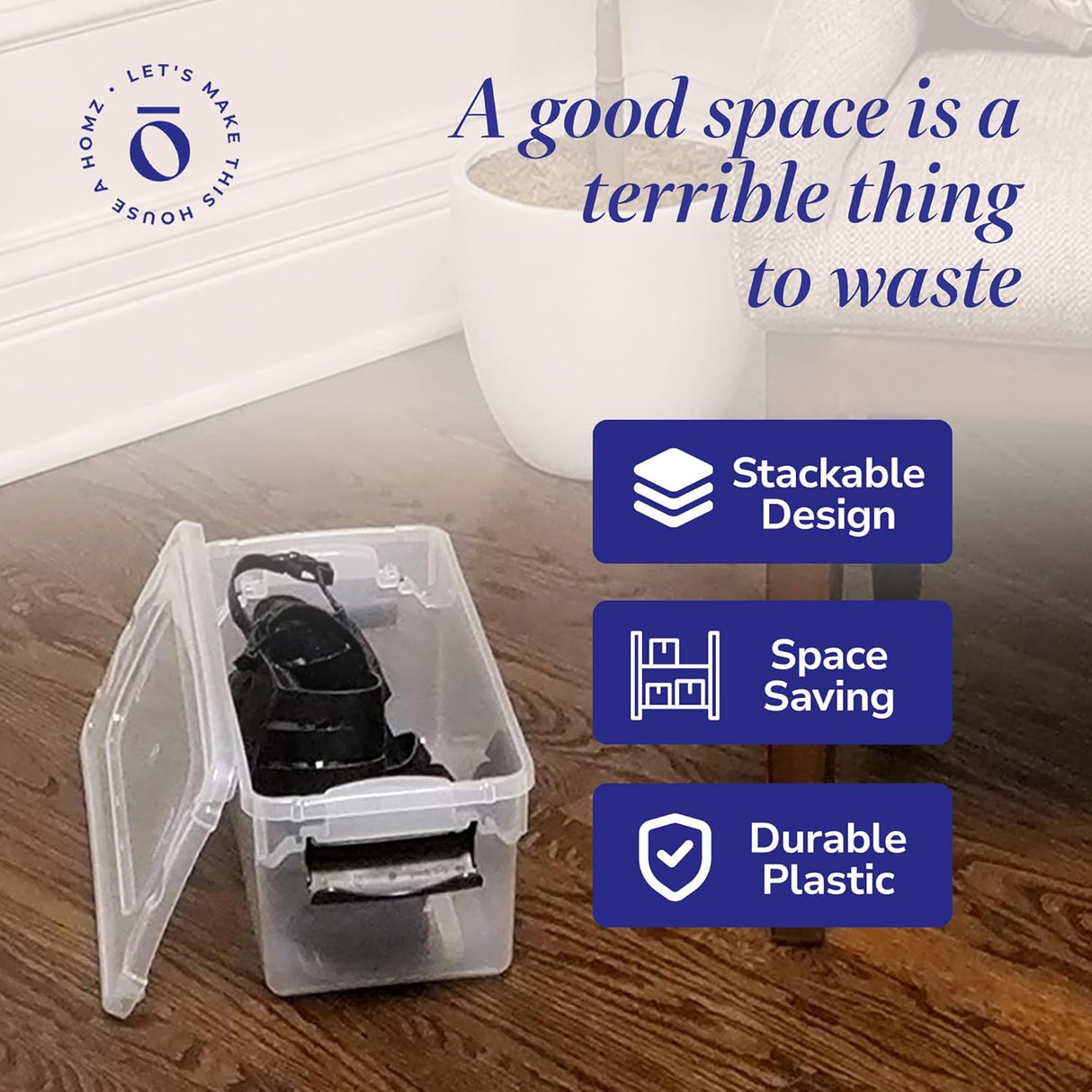 Bandejas de almacenamiento plásticas con tapa, 7.5 Quart, 5 Pack