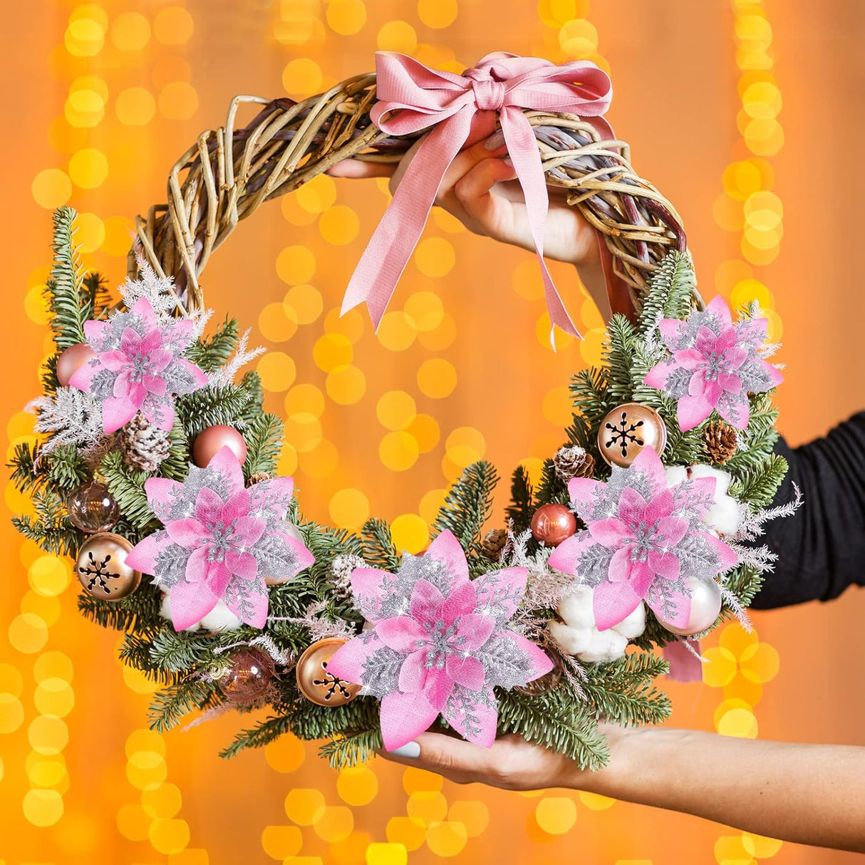 Flores Poinsettia Artificiales, Decoración Navideña, 36 Pcs