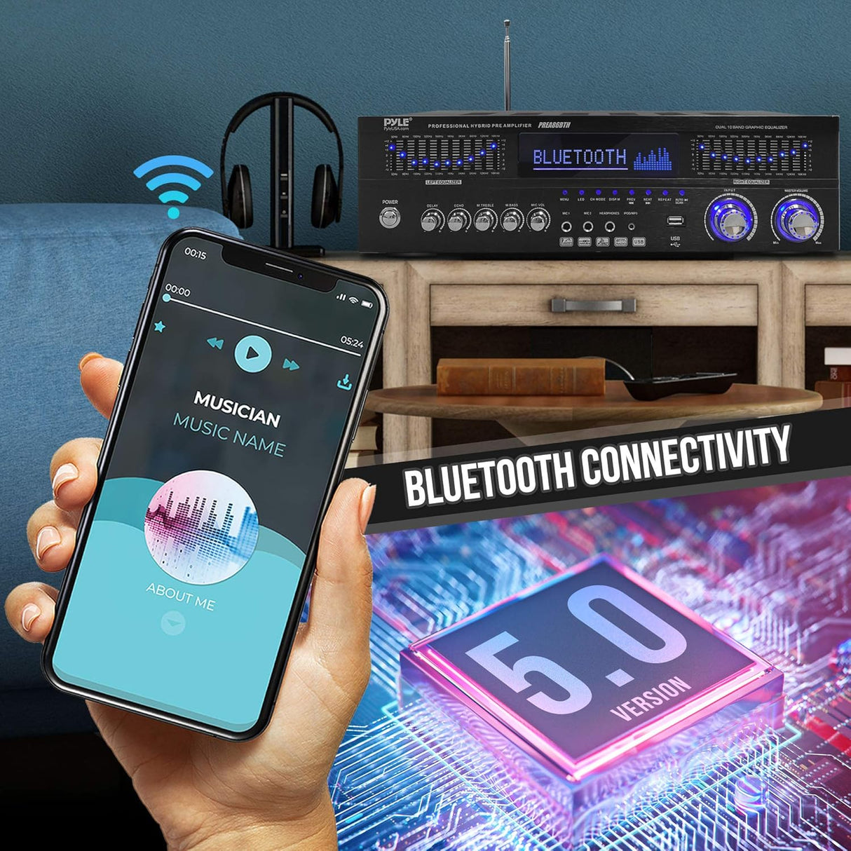 Preamplificador estéreo híbrido PYLE-HOME PREA86BTH