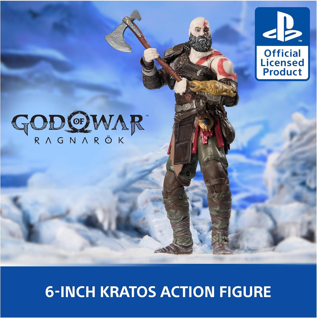 Figura de acción Kratos 6” God of War Ragnarök con accesorios