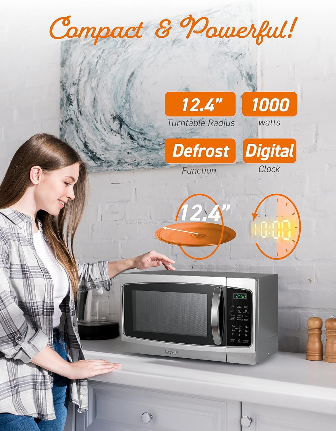 Horno Microondas Comercial Chef 1.3 Cu Ft 1000W con Timer