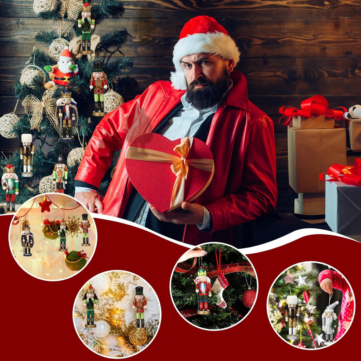 Adornos Navideños Syhood 10 Pcs Nutcrackers de Madera 5