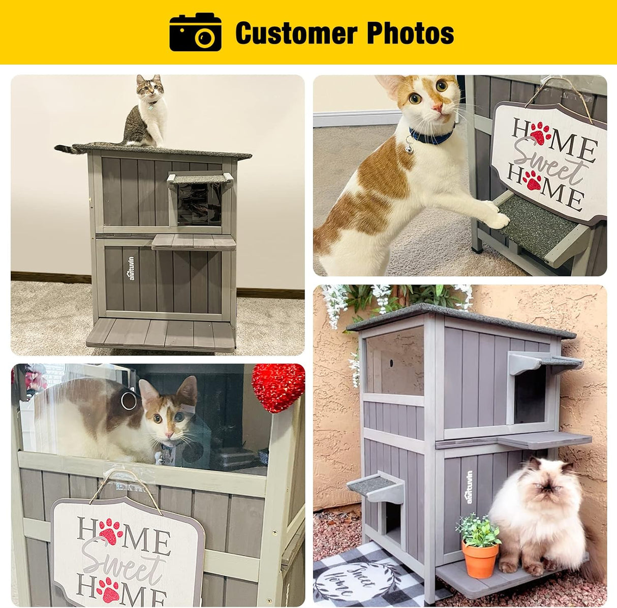 Casa para Gatos Aivituvin 2 Pisos con Ventana para Exteriores